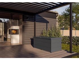 Hormann Juno duża metalowa skrzynia ogrodowa balkonowa tarasowa zamykana schowek szare aluminium RAL 9007