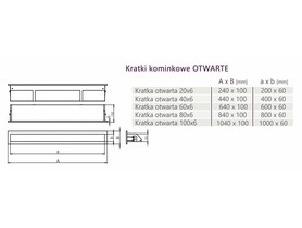 Kratka kominkowa otwarta 60x6cm inox